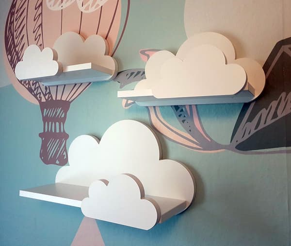 Cloud Shelves Sæt med 3 MOLI med Cloud-ophæng - Prestige