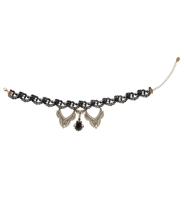 Gotisk sort choker halskæde rose heksekugle