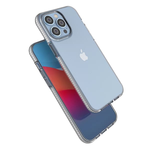 Spring Cover iPhone 14 Pro Max Silikone Cover med Ramme Lyseblå