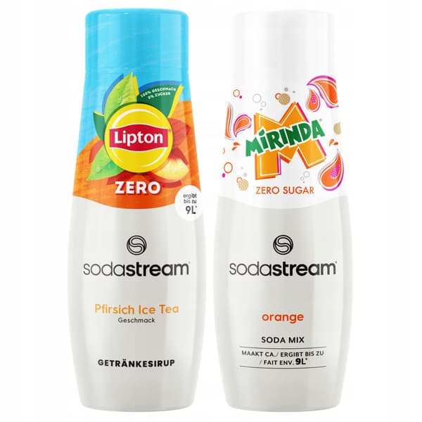 2x SodaStream Lipton iste Peach Zero sockerfri sirap + Mirinda Zero