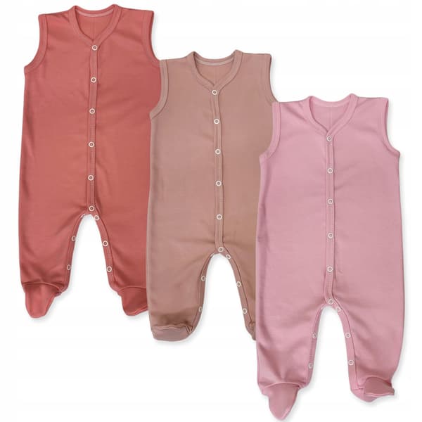 3-PAK ærmeløs heldragtsæt 68 babypyjamas heldragt med lynlås
