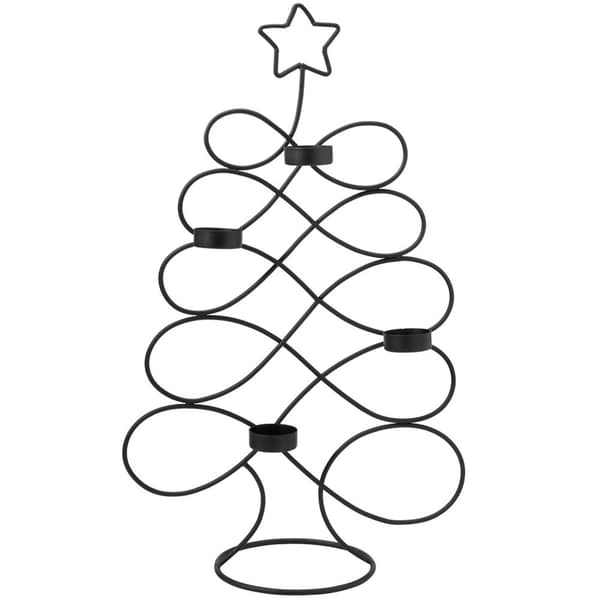 Svart metalljusstake julgran 49 cm