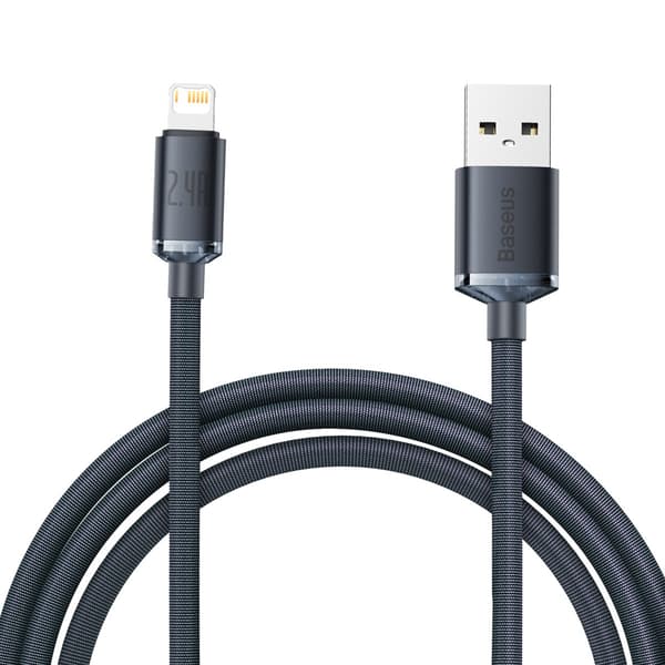 Baseus Crystal Shine USB till Lightning-kabel, 2.4A, 2m (svart)