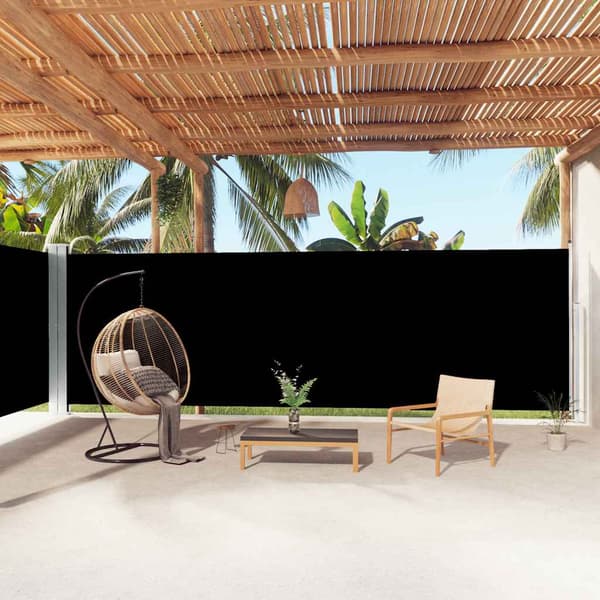 vidaXL Utdragbar sidomarkis svart 200 x 1000 cm