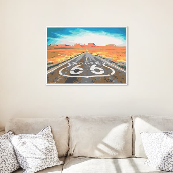 MALING EFTER TAL MED RAMME Billeder til maleri Route 66 50x40 cm