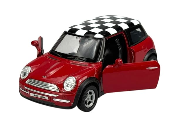 WELLY MINI COOPER RUUTULAUDALLA PUNAINEN 1:34 49766