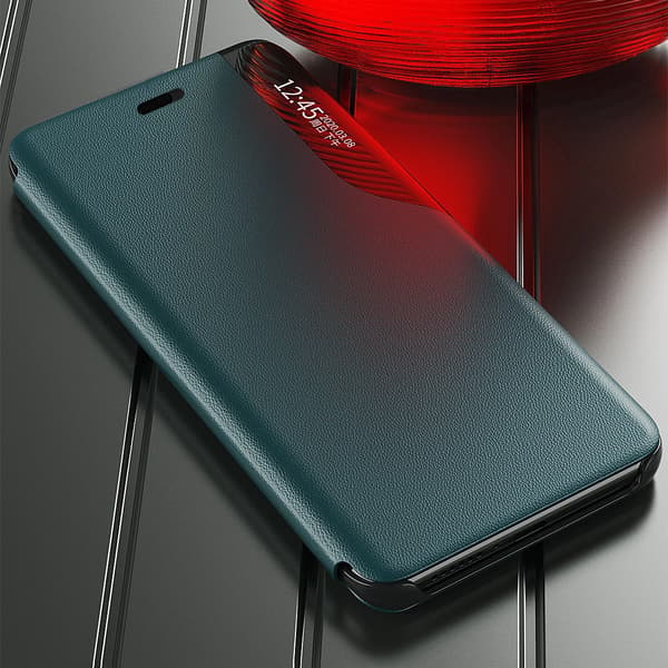 Eco Leather View Case elegant flipfodral med stativfunktion iPhone 13 mini röd