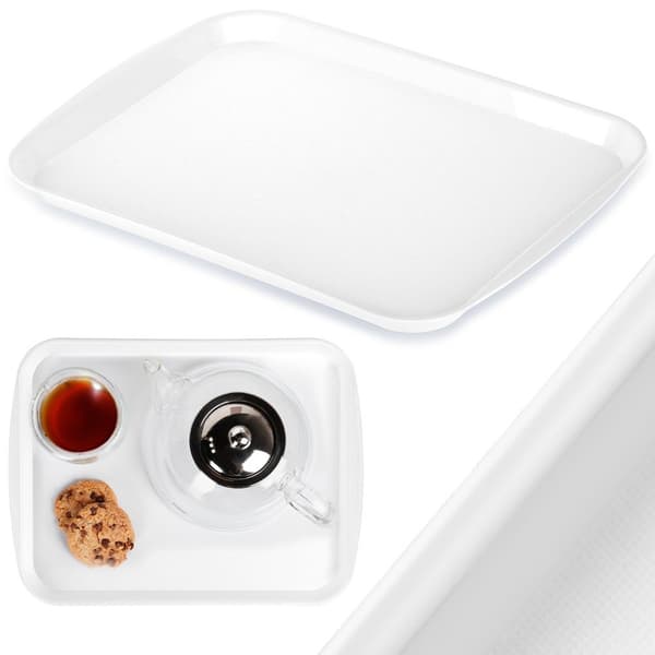 Hvid plastik serveringsbakke 35,5x27 cm