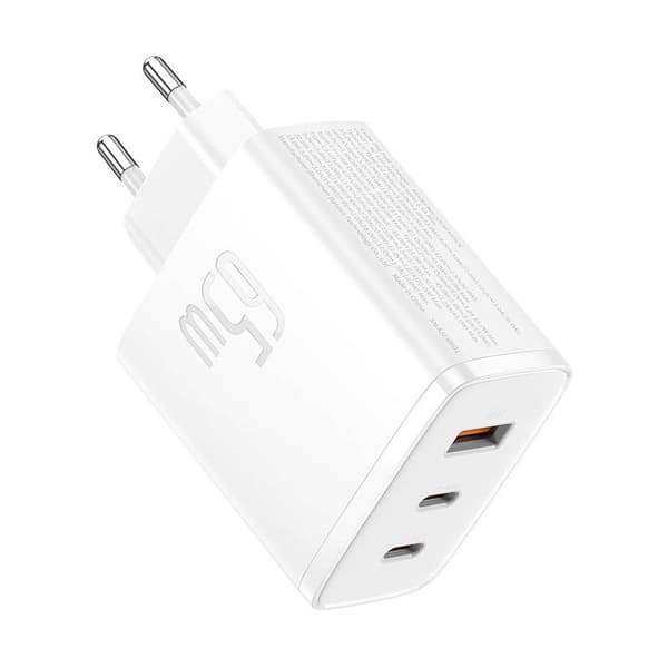 Baseus OS-Cube Pro 2xUSB-C + USB-seinälaturi, 65W (valkoinen)