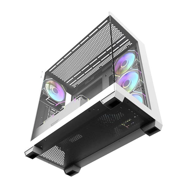 Darkflash DS900 computerkabinet (hvid) + 7 ARGB-blæsere