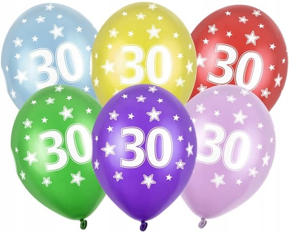 30 vuoden syntymäpäiväilmapallot 5 kpl