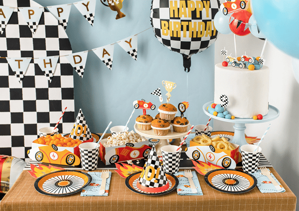 Dekorationer Cupcake toppers Biler 12 cm 4 stk.