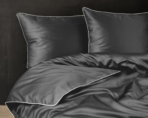 Ren bomull Makosatin Bäddset 220x200 C. Grå Premium