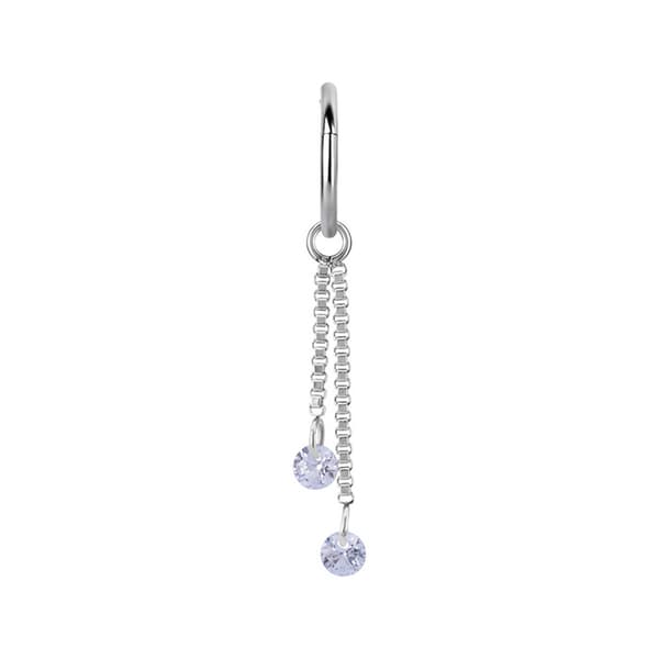 Charmkæde med hvide zirkoner - sølv - D-071 30 mm
