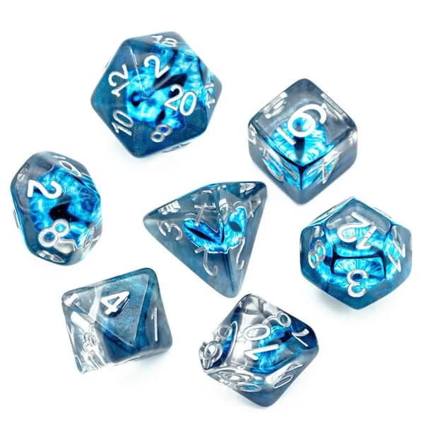 Ice Dragon Eye RPG terninger sæt med 7 epoxy terninger