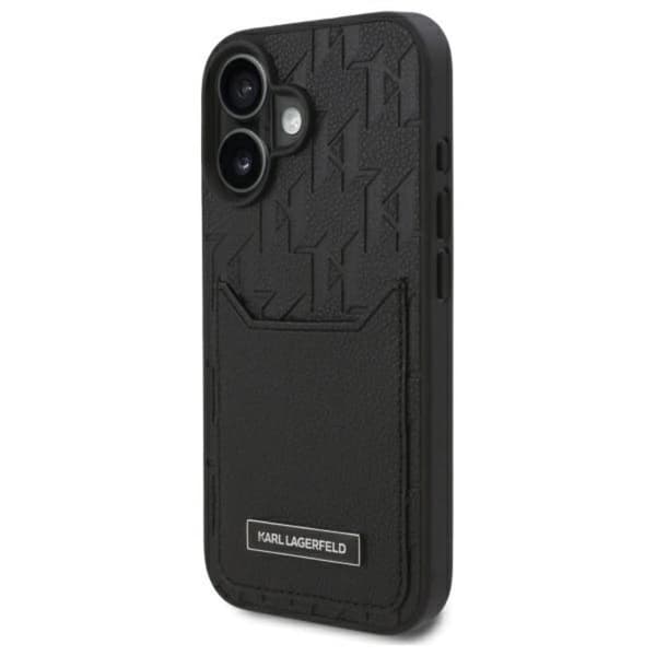 Karl Lagerfeld Cardslots Monogram - iPhone 16 -kotelo (musta)