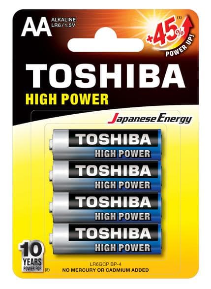 TOSHIBA High Power AA-batterier, 4 stk.