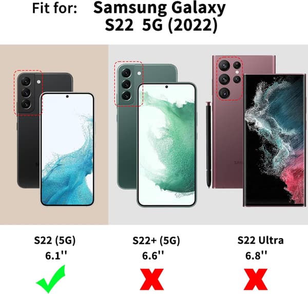 ETUI TIL SAMSUNG GALAXY S22 SORT LUKKET MED FLAP HOLDBART, SOLIDT