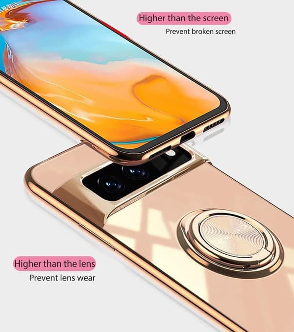 FODRAL TILL GOOGLE PIXEL 7 PRO PULVERROSA SILIKONBAKSIDA MED RING