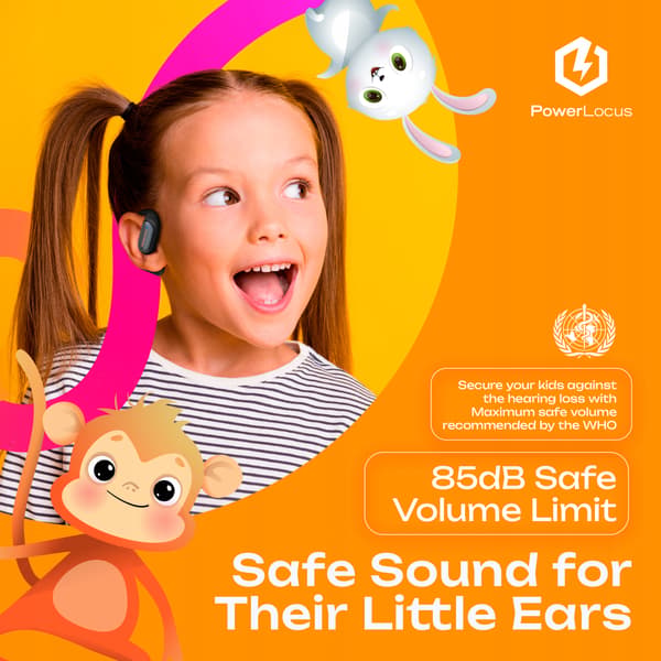 PowerLocus Open Ear Bluetooth trådløse hovedtelefoner til børn Mkids1