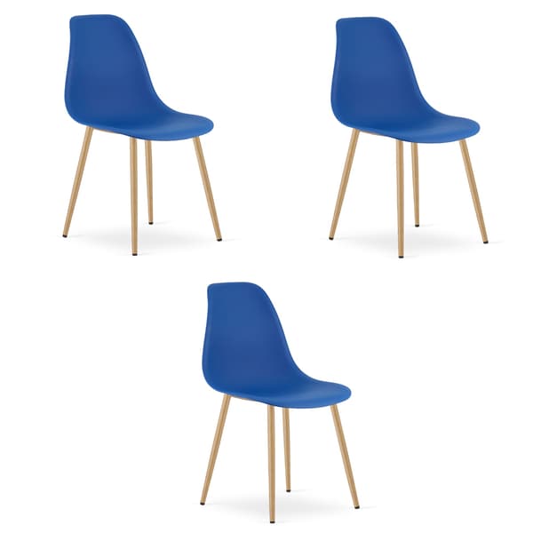 WAT stol blå / naturlige ben x 3