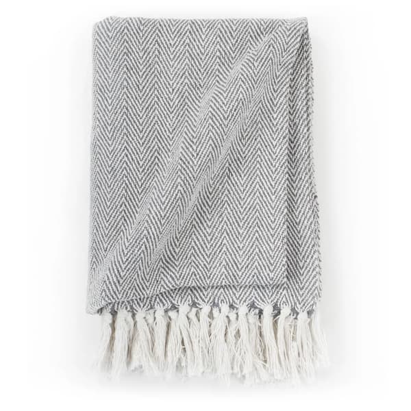 vidaXL Fiskbensmönstrad bomullspläd 125x150 cm grå