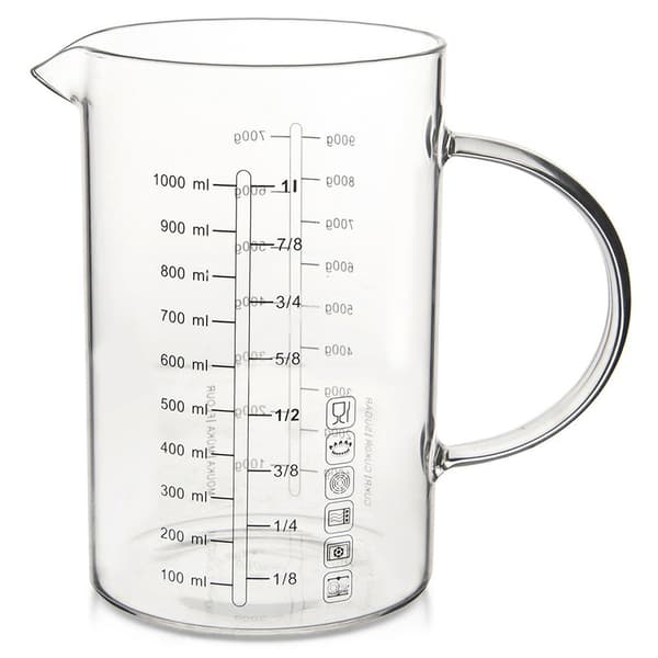Køkkenmålekop i glas 1 liter