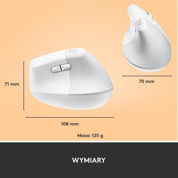 Logitech Lift trådlös vertikal mus – vit (910-006475)