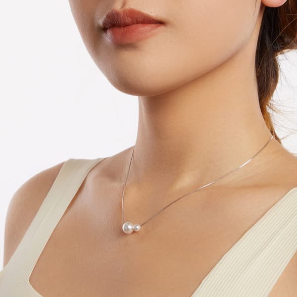 Silverhalsband med pärlor och justerbar längd, 925 silver