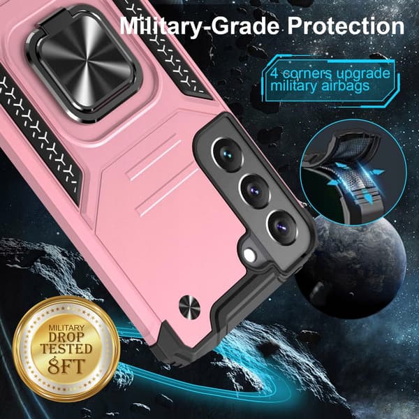 SAMSUNG GALAXY S22+ PINKET, SOLID BESKYTTENDE BAGCOVER MED RING