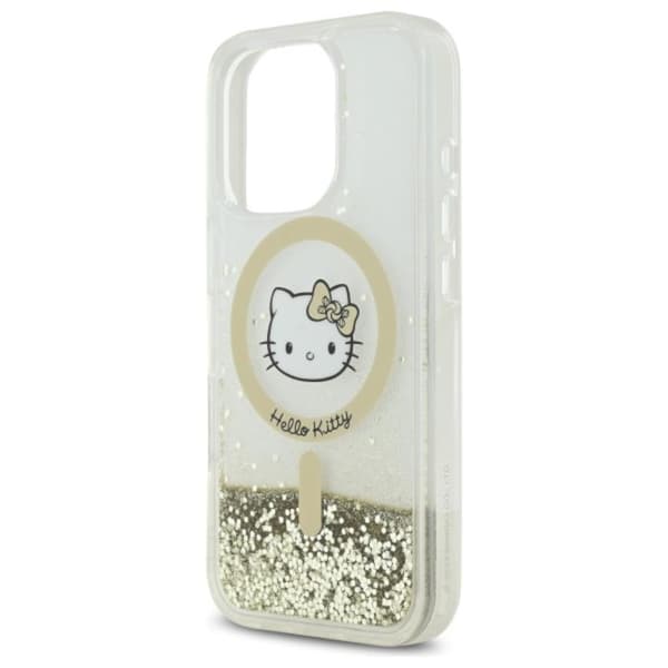 Hello Kitty Liquid Glitter Fever MagSafe - iPhone 16 Pro Max-skal (vitt / guld)
