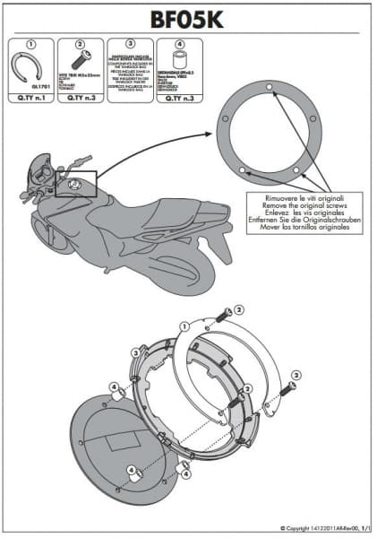 KAPPA TANKLOCK MOUNT YAMAHA /MV/CAGIVA