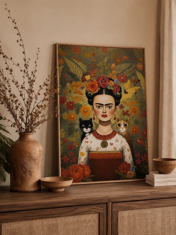 MALING EFTER TAL MED RAMME Billeder til maleri - Frida Katte 40x50 cm