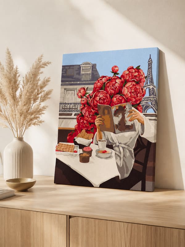 Maleri efter tal med ramme Billeder til maleri - Blooming Paris 40x50 cm