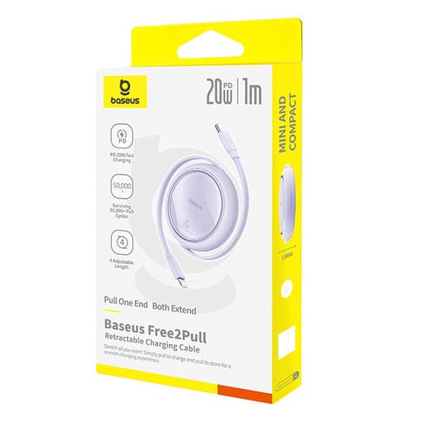 Baseus Free2Pull USB-C til iPhone 20W 1m USB-kabel (lilla)