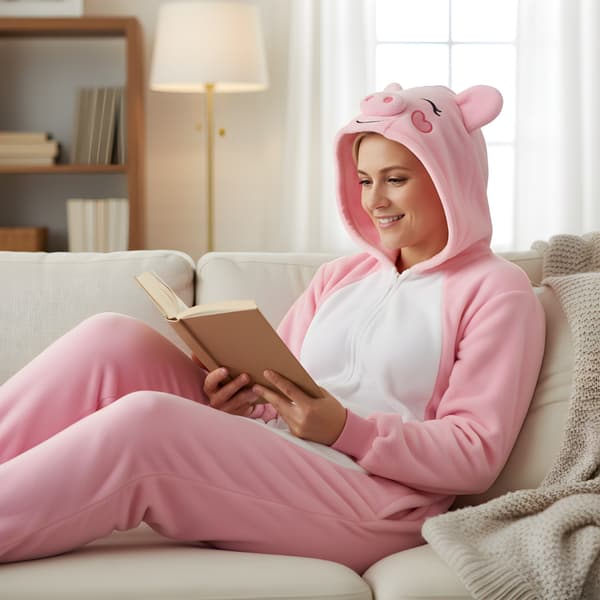 Kigurumi-pyjamas rosa grå storlek 145-155 cm