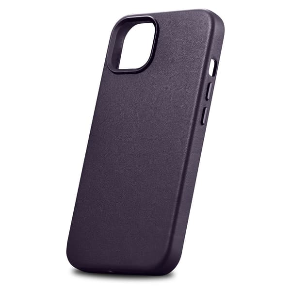 iCarer Case Läderfodral till iPhone 14 Plus, mörklila (MagSafe-kompatibelt)