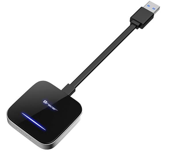 TRACER CarLink PRO trådløs adapter til CarPlay og Android Auto sort og sølv