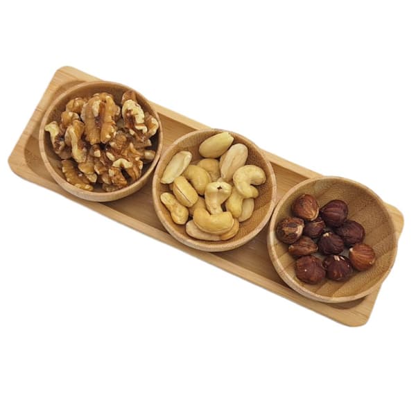 SKÅLAR FÖR SÅS, DIP, NÖTTER, SNACKS, 3-PACK BAMBUS