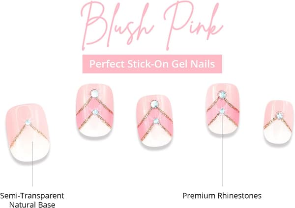 36 ROSA GRAFISKA NAGELSPETSAR MED STRASSTENAR, ELEGANTA