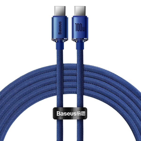 Baseus Crystal Shine USB-C - USB-C -kaapeli, 100W, 2m (sininen)
