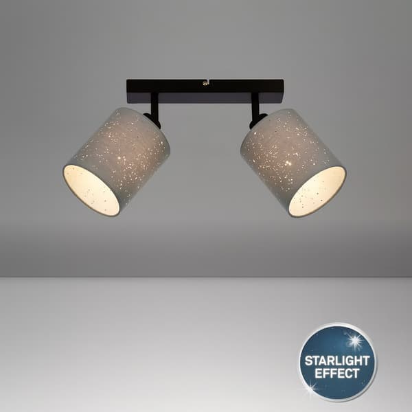 Loftlampe Spotlight 2xE27 Sort Stof Stjerneeffekt Stue Soveværelse