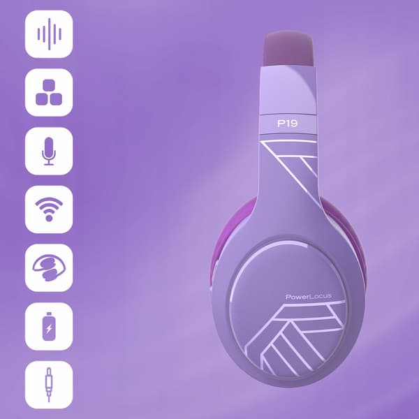PowerLocus P19 Bluetooth-hovedtelefoner med 4 EQ-tilstande, 60 timer, foldbare med etui