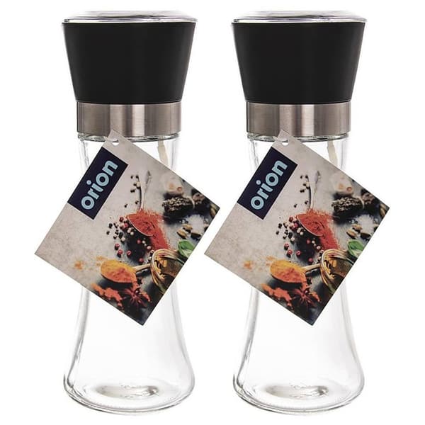 Peppar- och saltkvarn i glas 2 st 18,5 cm