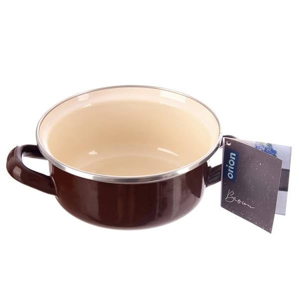 Emaljeret brun gryde 14 cm, 600 ml
