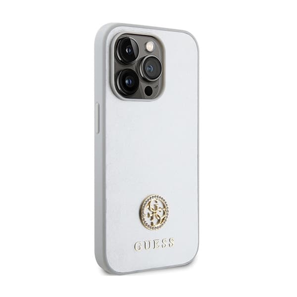 Guess 4G Strass Metalllogotyp - iPhone 15 Pro-skal (Silver)