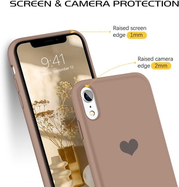 ETUI TIL APPLE IPHONE XR 6.06 SILIKONE BRUN BAGSIDER MED HJERTE