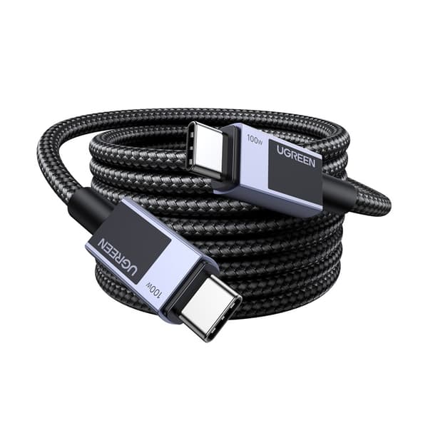 Ugreen L512 USB-C til USB-C kabel, strømforsyning, 5A, 1m, 480Mbps (Space Gray)