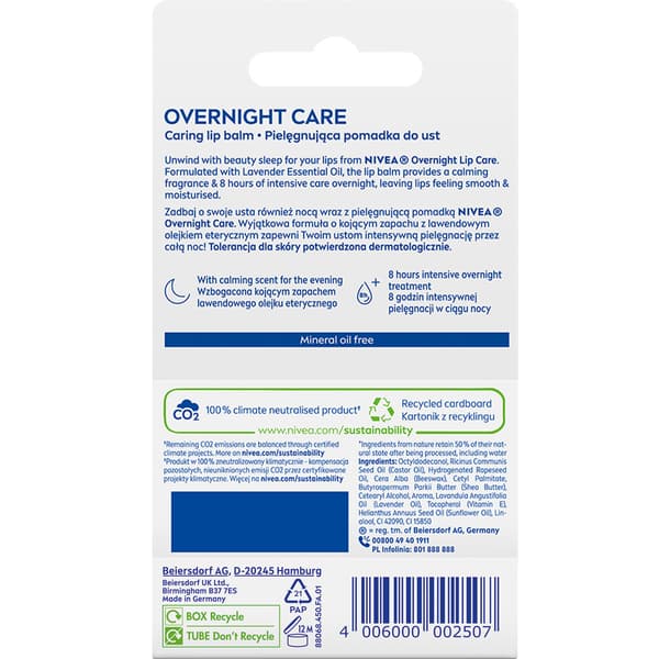 NIVEA Pflegender Lippenbalsam Overnight Care 4,8g