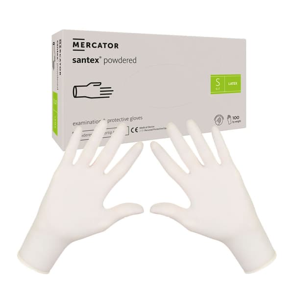 Latexhandsker S pudrede Santex pudrede fingertæpper 100 stk.